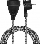 Faconet kvaliteetne HQ Schuko pikenduskaabel lamedate 90-kraadiste pistikutega ja tekstiilkattega toitejuhe 3 m