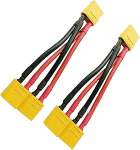 2tk XT90 XT-90 paralleel&uuml;hendus - 1 naissoost 2 isase pistiku adapter, Y-splitter juhtmestik koos 10cm 12AWG kaabliga