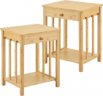 [en.casa] Ranua Side Table Set of 2 Living Room Table 51 x 40 x 35 cm Bedside Table Sofa Table with Drawer Side Table Coffee Table with Shelf Bamboo Natural Colours