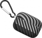 kwmobile Aramid Design k&otilde;rvaklappide kaitsekott, mis &uuml;hildub Sony LinkBuds S &uuml;mbrisega - Aramiidi v&auml;limusega k&otilde;rvaklappide &uuml;mbris plastikust - must / hall