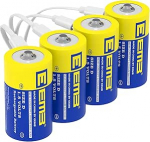EEMB D-akud 1,5 V laetavad D-akud Laetavad liitium D-elemendi akud USB t&uuml;&uuml;p C laadimiskaabel LR20 asendusakud taskulambi jaoks - 4 tk.