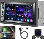 6,2-tolline Android Double DIN autostereo, juhtmevaba CarPlay & Android Car, Wi-Fi/Bluetooth/USB Tethering, autoradio 2G+32G, 32B-EQ DSP, AHD tagavarakaamera, MirrorLink, FM/AM/GPS/SWC