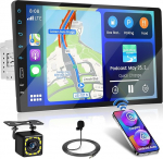 Fuluku 9-tolline puuteekraaniga 1 DIN traadita Carplay autoraadio koos Android autoga, uuendamine autoraadio Bluetooth USB EQ FM SWC mikrofoniga tagurduskaameraga