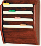 Wooden Mallet 4-Pocket File Holder, Legal Size, Mahogany
