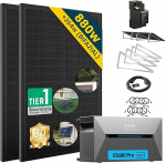 ALLDREI&reg; Balcony Power Station with Memory 2 Pro, Solar Bank E1600Pro All in One Power Storage 1.6 kWh with Inverter, Complete Set with 2 x 440 W Bifacial Solar Panel & Smart Counter & Holder x 2