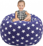 Aubliss Bean Bag Cover for Stuffed Animals Only, Plush Toys, Blankets, Extra Large, 48" Navy Blue