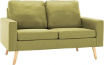 vidaXL Sofa 2-Seater 2-Seater Lounge Sofa Fabric Sofa Upholstered Sofa Seating Furniture Design Sofa Living Room Sofa Green Fabric Wooden Frame