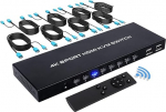 TCNEWCL 4K HDMI KVM Switch 8 port, KVM Switch 8 sisse 1 v&auml;lja 8 arvuti jaoks, mis jagavad klaviatuuri, hiirt, printerit ja 1 HD monitori, koos kaugjuhtimispuldi ja 8 USB + HDMI 2-in-1 kaabliga