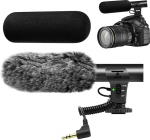 Videomikrofon DSLR intervjuude jaoks, kaamera mikrofon Shotgun mikrofon Canon, Nikon, Sony, Panasonic, Fujifilm, videomikrofon tuulekaitsega, 3,5 mm pistikupesa