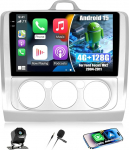 CAMECHO 4+128G 9-tolline Android 15 autoraadio Ford Focus Mk2 2004-2011, MK2 raadio Bluetooth GPS WiFi Wireless Carplay Android auto RDS FM peeglilink + tagurduskaamera, Incell puuteekraan HD