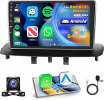 Roinvou 2+64G Android autoraadio navigatsioon Renault Megane 3 2008-2014 juhtmevaba Carplay Android auto peeglilinkiga, 9-tolline puuteekraaniga raadio WiFi GPS Bluetooth EQ FM/RDS SWC tagurduskaameraga
