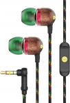 House of Marley Smile Jamaica In-Ear k&otilde;rvaklapid, 1 nupuga mikrofoniga juhitavad k&otilde;rvaklapid, m&uuml;rasummutusega 9.2mm juht, k&otilde;rvaklapid 2 suuruses kestva mugavuse tagamiseks, takerdumisvaba kaabel - Rasta