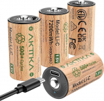 4 C aku pakett, LR14/AM2, 1,5 V liitiumpatareid, 7200 mWh, 500+ laadimists&uuml;klit, USB-C laadimiskaabel kaasas, taskulambi, matkalambi, raadio, h&auml;davalgustuse ja m&auml;nguasjade jaoks.