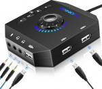 V&auml;line helikaart, PHOINIKAS T10 USB audioadapter PC Windows, Mac, Linux, s&uuml;learvutid, lauaarvutid, Stereo helikaart 3,5 mm liidese ja USB-liidesega, Plug & Play (6-in-1, must)