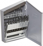Chicago Latrobe 69852 159 seeria HSS puurimispuuride komplekt metallist korpuses musta oksiidiga viimistlus 135 kraadi jagatud punktiga tolli 21 t&uuml;kki 1/16" - 3/8" 1/64" sammudega
