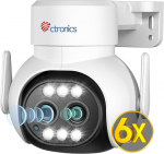 Ctronics 6 x Hybrid Zoom Surveillance Camera Outdoor WLAN with Auto Zoom Tracking, PTZ IP Camera Outdoor with Dual Lens, Person Detection, Colour Night Vision, Two-Way Audio PC/IP66/7 x 24 (2, White)