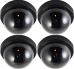 4 x O&W Security Dummy Camera with Lens, Dummy Surveillance Camera, Fake Camera with Red Flashing LED, Indoor and Outdoor Use
