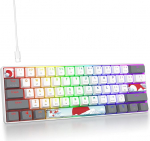SOLIDEE mehaaniline m&auml;nguklaviatuur 60%, 61 klahvi kompaktne mehaaniline klaviatuur RGB taustavalgustus, 60% mehaaniline QWERTY klaviatuur, punane l&uuml;liti Win / Mac PC s&uuml;learvutile (61 valge)