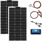 200 W 12 V komplekt p&auml;ikesepaneel paindlik 2 t&uuml;kki 100 W 12 V monokristalliline paindlik p&auml;ikesemoodul koos 20 A laadimisregulaatoriga 12 V / 24 V aku, matkaauto, matkaauto, kaubik, jaht, r&otilde;du jaoks