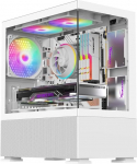 IONZ KZ-V Mini Aether PC Gaming Case M/ATX karastatud klaasiga, maksimaalne juurdep&auml;&auml;s k&otilde;ikidele komponentidele + 3 x 120mm ARGB ventilaatorit - valge