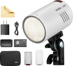 Godox Flash AD100Pro Kit Strobe Light Photography, 100 Ws 2.4G Wireless HSS 1/8000s v&auml;litingimustes, 2600 mAh aku 0.01-1.5 s taaskasutamine, 360 t&auml;isv&otilde;imsuseline v&auml;lklambi TTL/M funktsioonid koos AK-R1 (valge)