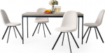 FurnitureR s&ouml;&ouml;gilauakomplekt, Hall puitmustriga k&ouml;&ouml;gilaud ja 4 p&ouml;&ouml;rlevat beeži tooli, k&ouml;&ouml;gilaud s&ouml;&ouml;gituppa, elutuppa, 150 x 75 x 75 cm, hall laud ja mustad jalad +