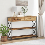 Konsole Tisch Altholz 100 x 28 x 75 cm Schichtholz und Metall Konsolentisch, Flurtisch,Beistelltisch f&uuml;r Wohnzimmer, Esszimmer,Eingangsbereich, Flur