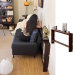Regal Hinter Sofa Schmaler Couch Tisch Hinter dem Sofa, 10/15cm Breiter Konsolentisch f&uuml;r den Flur im Wohnzimmer, Zwei-Etagen Konsolentisch mit Integriertem Kabelloch(140x20x60cm(55.1x7.9x23.6in))