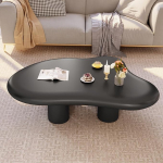 Guyii Modern Black Cloud Coffee Table Minimalistliku disainiga ideaalne v&auml;ikestesse ruumidesse, &uuml;mardatud nurgad, sobib ideaalselt elutuppa ja magamistuppa, ruumi s&auml;&auml;stev ja stiilne. (Must)