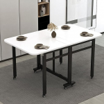 Mobiilne kokkupandav s&ouml;&ouml;gilaud, mitmek&uuml;lgne s&ouml;&ouml;gilaud 8 rattaga, kokkupandav laud v&auml;ikestesse ruumidesse, &otilde;ue/v&auml;ljakule, ei vaja kokkupanekut, valge + must, 1 m/39,3 tolli