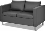 LIFEZEAL 2-kohaline diivan, kahekohaline diivan, kunstnahast, elutoa diivan eemaldatavate seljapatjade ja istmepatjadega, Lounge diivanvoodi 2 inimesele, polsterdatud diivan, diivanvoodi 120 cm, tumehall