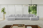 ALTDECOR Ecksofa mit Schlaffunktion und Bettkasten Corner Diivan Eckcouch Couch U-Form universaalne, Links/rechts angeordnet Schlafcouch Ausziehbar Wohnlandschaft Eskar-U2-464x176x72cm Hellgrau