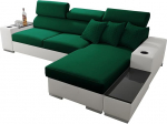 Sante nurgadiivan magamisfunktsiooniga 291 x 182 cm - diivan voodikastiga - L-kujuline diivan - nurgadiivan - 3 inimesele - paremal pool - roheline/valge - Amor 4311 + EKJ 1 - Modern 26