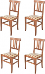 t m c s Tommychairs - Set of 4 Artemisia Chairs for Kitchen and Dining Room, Robust Structure Made of Lacquered Beech Wood in Light Nut Brown and Upholstered Seat with Liser&eacute; Fabric