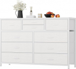 GarveeHome Gro&szlig; Kommode Mit 10 Schubladen, Nachttisch Mit Metallgestell, TV-M&ouml;bel, F&uuml;r Wohnzimmer Und Schlafzimmer, 115 x 35 x 80 cm
