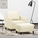 2-tasandiline tugitooli komplekt Kreemne diivan Faux Leather l&otilde;&otilde;gastav vestlus lugemine TV