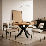 &Uuml;mmargune pikendatav laud s&ouml;&ouml;gituppa RAL puidust jalgadega, skandinaavia stiilis, variantide l&auml;bim&otilde;&otilde;t: 90 kuni 220 cm (Lancelot Tamm / Must, 110/210 cm)