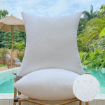 45 x 45 cm &otilde;uepatjade t&auml;itmine 2 veekindla dekoratiivse padjakomplekti aiam&ouml;&ouml;bli diivanile ja terrassile Valged ruudukujulised padjad Premium t&auml;idisega ilmastikukindlad ja dekoratiivsed diivanipadjad