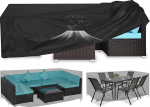 AKOZLIN Patio m&ouml;&ouml;bli kaitsvad katted 420D Raske kaitsvad katted aiam&ouml;&ouml;bli komplektidele Veekindel ja UV-kindel tolmukindel tolmukindel tuulekindel lumekindel 128,5 "L x 82" W x 28" H