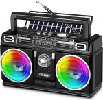 PRUNUS J-750 Retro raadio FM/AM/SW transistorraadio, kaasaskantav raadio 1800 mAh akuga, laetav p&auml;ikese/USB-C, v&auml;rviline valgus, nostalgiline raadio Bluetoothiga, toetab USB/TF-kaardi m&auml;ngimist.