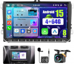 8 Core 4 + 64 GB Android Autoradio koos satelliitnavigatsiooniga VW Golf 5 6 Polo Skoda Passatile Traadita Carplay Androidi autoraadio 9-tollise puuteekraaniga Bluetooth autoraadio WiFi FM/RDS mikrofoniga + tagurduskaamera
