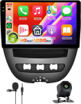 【4+128G】 Carplay Bildschirm f&uuml;r Toyota Aygo/Peugeot 107/Citroen C1 2005-2014 Android Autoradio mit Navi,10 Zoll In-Cell Touchcreen mit Android Auto/WiFi/GPS/RDS/FM/BT5.0/USB/R&uuml;ckfahrkamera