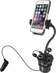 Macally MCUPPOWER 8-tolline (20 sentimeetri) superpikk reguleeritav auto tassimahuti telefonihoidja 2 USB-pordi ja 2 sigaretis&uuml;&uuml;taja pistikupesaga