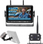 VSG 24 7-tolline Element Wired Pro HD traadita tagurduss&uuml;steem matkaauto ja veoauto jaoks, auto komplekt tagurduskaamera traadita + monitor DIY j&auml;relpaigaldamine 12V-24V kaamera digitaalne auto tahavaatepeegel hobuse haagis