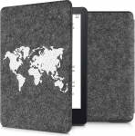 kwmobile &uuml;mbris &uuml;hildub Amazon Kindle Paperwhite'iga (11. Gen - 2021) - vildist kangast eReader kaitsekate - reisikontuur valge tumehall