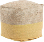 Beliani Boho Pouf puuvillasest džuudist ruudukujuline beež/kollane Kirama