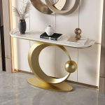 Kratzfeste Stein-Konsole, zeitgen&ouml;ssischer Beistelltisch, Steinplatten-Verandatisch, f&uuml;r Hotels(Gold B,120x30x80cm)