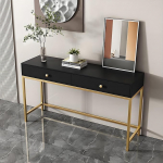 Beistelltisch Schmal, Flur Regal Schmal, Konsolentisch im Industriestil mit 2 Schubladen f&uuml;r Wohnzimmer, Flur und Schlafzimmer, Einfache Montage(Black,80x30x80cm/31x12x31in)