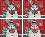 BESPORTBLE 4st&uuml;cke Teilige Weihnachtliche Platzsets Kreative Tischunterlagen mit Schneemann-Stickerei Fotomatten f&uuml;r Hotel und Haushalt