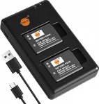DSTE NP-BJ1 (700 mAh/3,7 V) akulaadija &uuml;hildub Nikon EN-EL19, Coolpix S3300, S4100, S4150, S4200, S4300, S6400, Sony RX0, RX0 II (DSC-RX0M2) kaameraga, 2 tk.